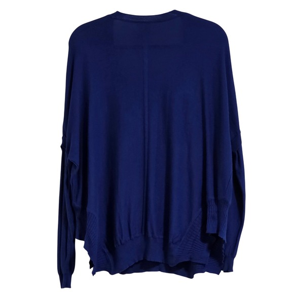 Planet by Lauren G Pima Cotton Modal Oversized Scoop Neck Sweater Blue OSFA Read - Picture 3 of 5